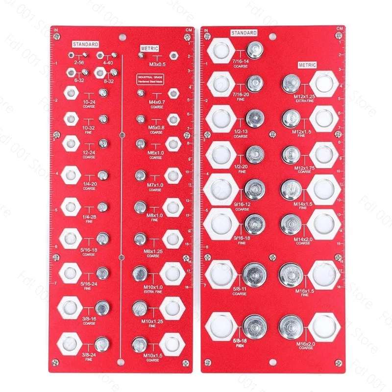 38 Hole Red and Blue Screw Gauge Metric Inch Pass Gauge Nut Bolt Thread Screw Inspector