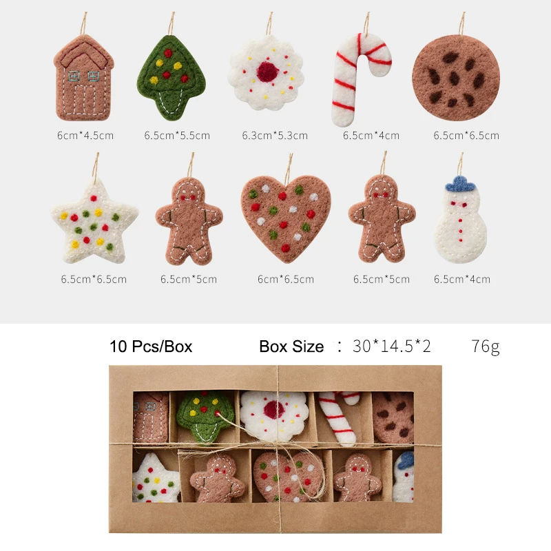 Christmas Wool Felt Pendant Felt Snowman Gingerbread Man Xmas Tree Hanging Ornaments DecorationNew Year Party Kids Gifts Navidad