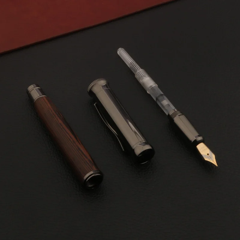 luxury quality metal Fountain Pen wood Wenge Gun Grey Stationery Office School Supplies ink pens