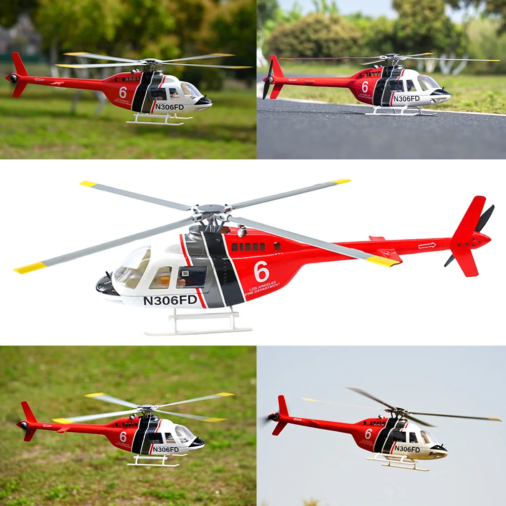 FLYWING Bell206 V4 Elicottero RTF Rc a quattro pale per adulti Stabile in bilico e posizionamento GPS 1:16 10CH Velivoli su larga scala