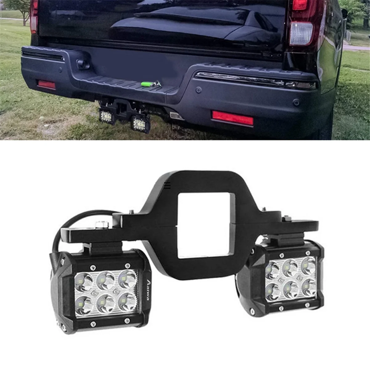 60W 4 Inch 6 LED Work Light Bar with Towing Hitch Mount Brackets for Truck Trailer SUV Pickup Offroad LED Pod Lights A