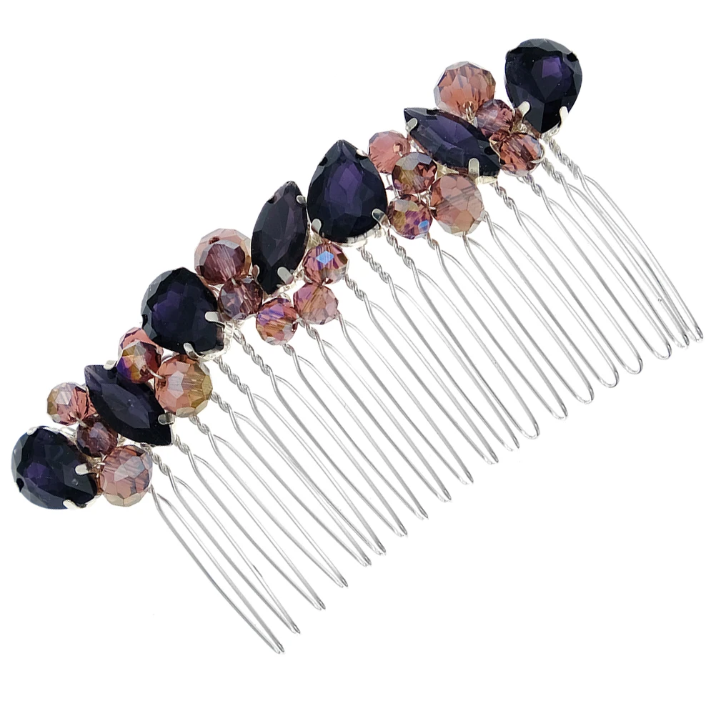 

Retro Glass Colored Diamond Hair Comb Rhinestone Purple Hs j6860 Bridal Wedding Accessories Prom Hair Pieces Elegant Design