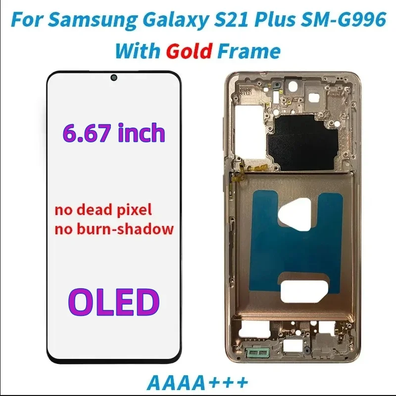 Super OLED S21 Ultra G998F LCD For Samsung Galaxy S21 Plus G996B G996U LCD With Frame S21 5G SM-G991B Display Touch Screen