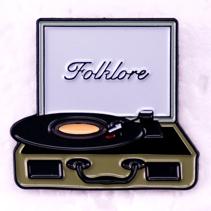 Álbum de Música folclórico, reproductor de discos de vinilo, Pin esmaltado, regalo, broche, joyería, mochila, decoración