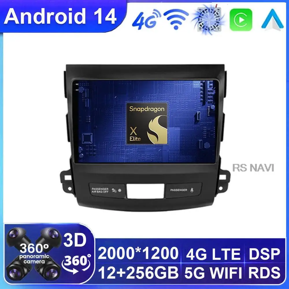 

Android 14 Carplay Car Radio for Mitsubishi Outlander 2 2005 - 2011 Multimedia Player 2Din Stereo DVD GPS Head Unit NO 2 din