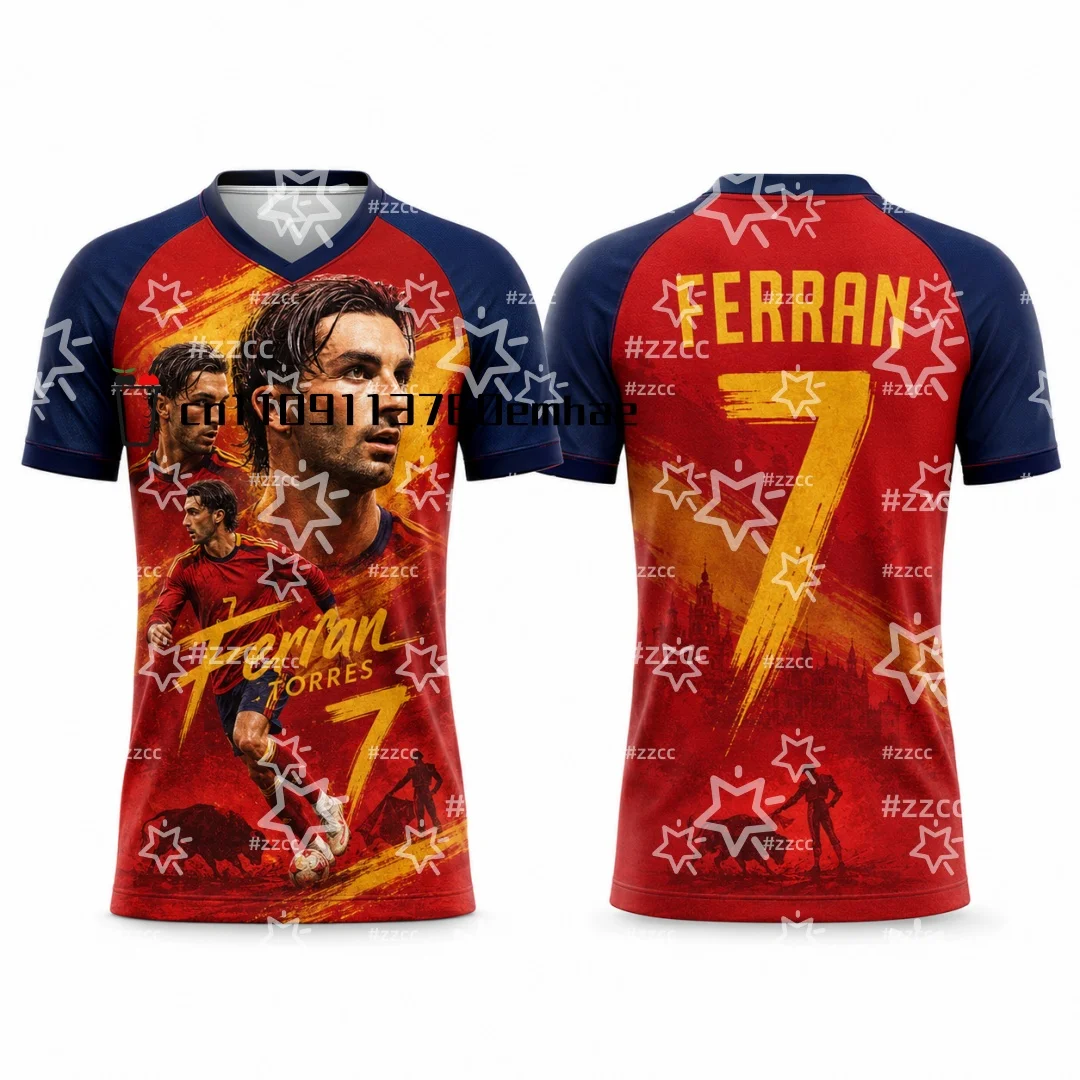 2026 Spanien Fußballtrikot # 7 FERRAN TORRES Fußballtrikot Herren Erwachsene Match-Trainingsshirts Fan-Geschenk Kinder T-Shirt ﻿ Herrenhemden ﻿