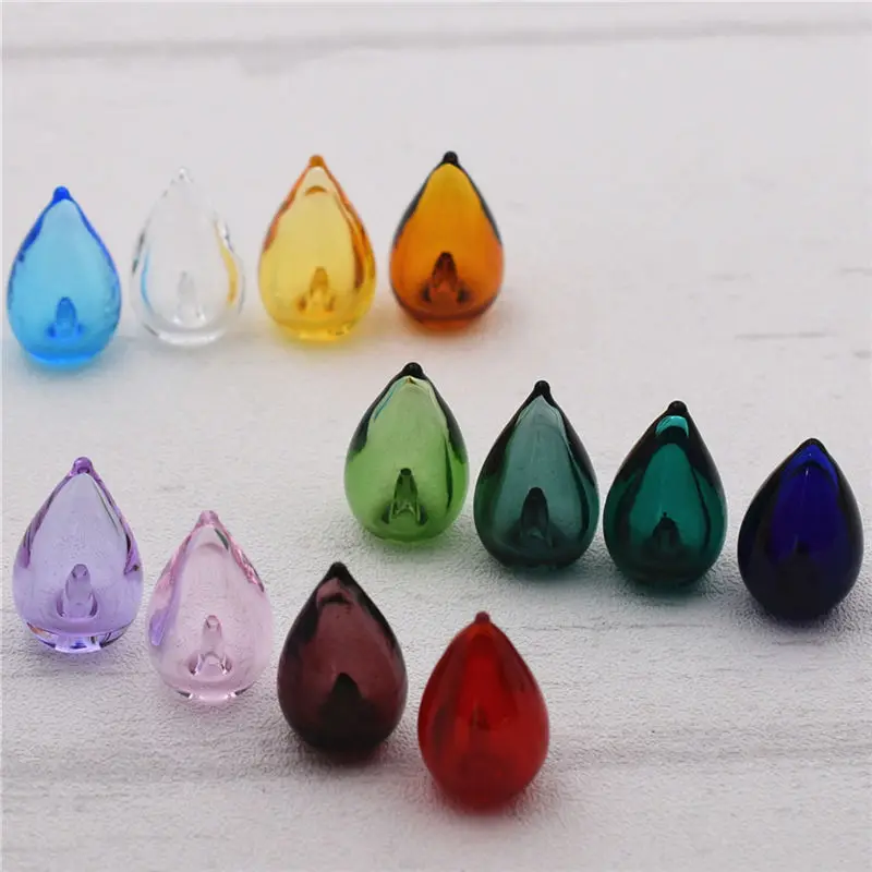 2pcs Water Droplet Shape Glass Diffuser Perfume Refillable Handmade Essential Oil Aromatherapy Bottle Jewelry Glass Pendant