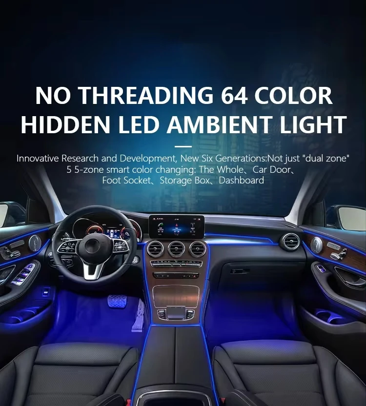 A80 Car Ambient Lighting Led Upgrade Interior Ambient Light for LandRover Range Rover Evoque 2013-2017 Ribbon Style
