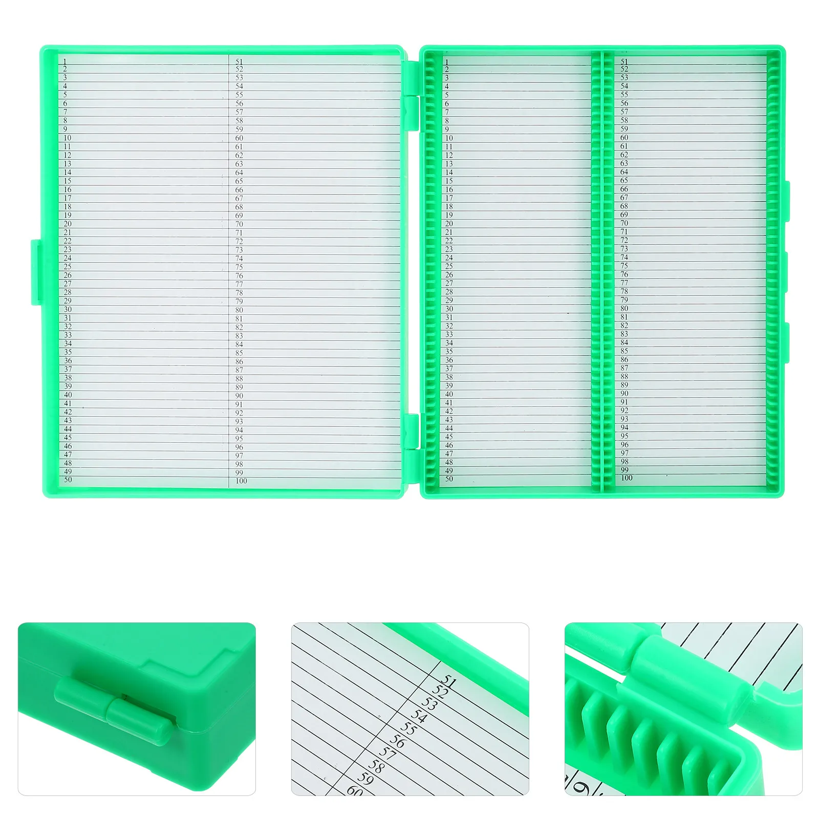 

100-Piece Microscope Slide Boxes Heavy-Duty Plastic Slide Organizer Case Holds 100 Slides Clear Lid for Laboratory Pathology