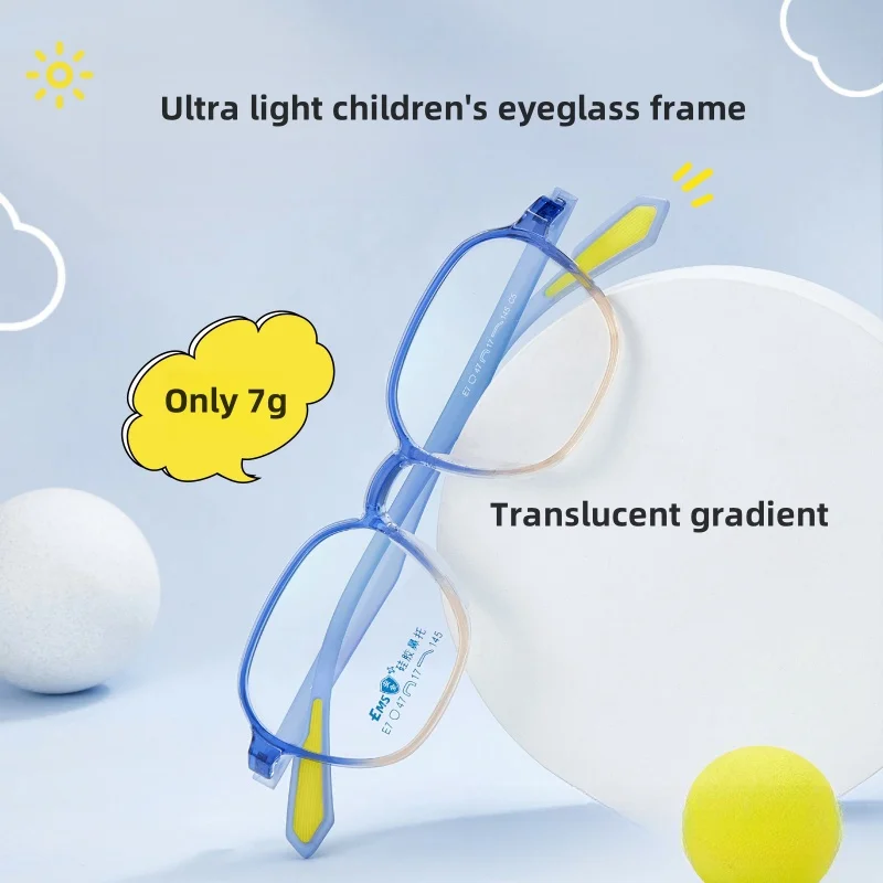 MOMOJA 2024 New Ultra-Light TR90 Boys And Girls Eyeglasses Frame Retro Wide-Brimmed Optical Prescription Glasses Kids E7