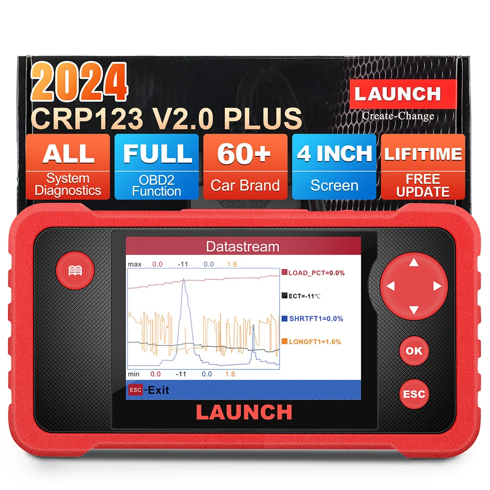 LAUNCH X431 CRP123 V2.0 PLUS OBD2 Scanner All System Diagnostic Tool SAS OIL ETS Service Lifetime Free Scan Tool PK crp129E