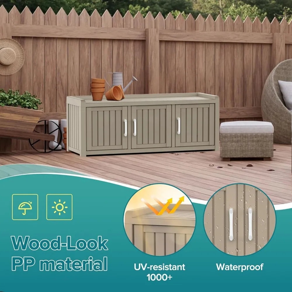 Armoire à chaussures étanche et résistante aux UV avec banc de rangement, étagères réglables pour une utilisation intérieure et extérieure, idéale pour l'entrée, le lit