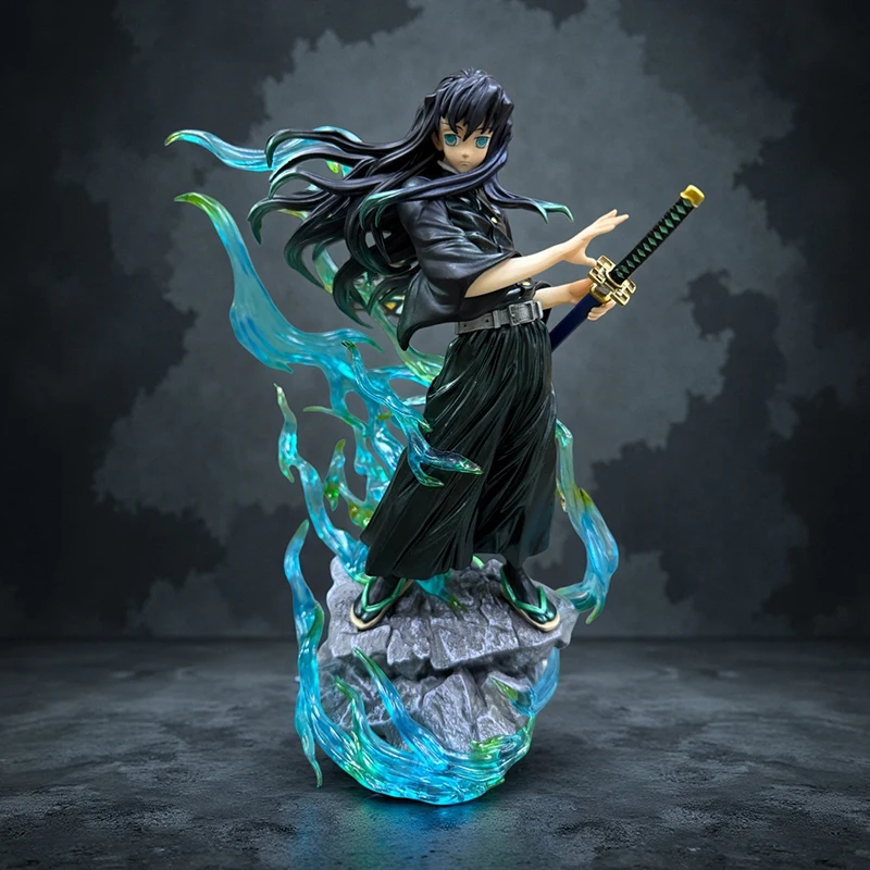 Figuras de acción de 33CM de dibujos animados de Anime Demonio Slayer Kny Tokitou Muichirou, estatua de Anime de Pvc, juguete, adornos decorativos de escritorio, regalos para niños