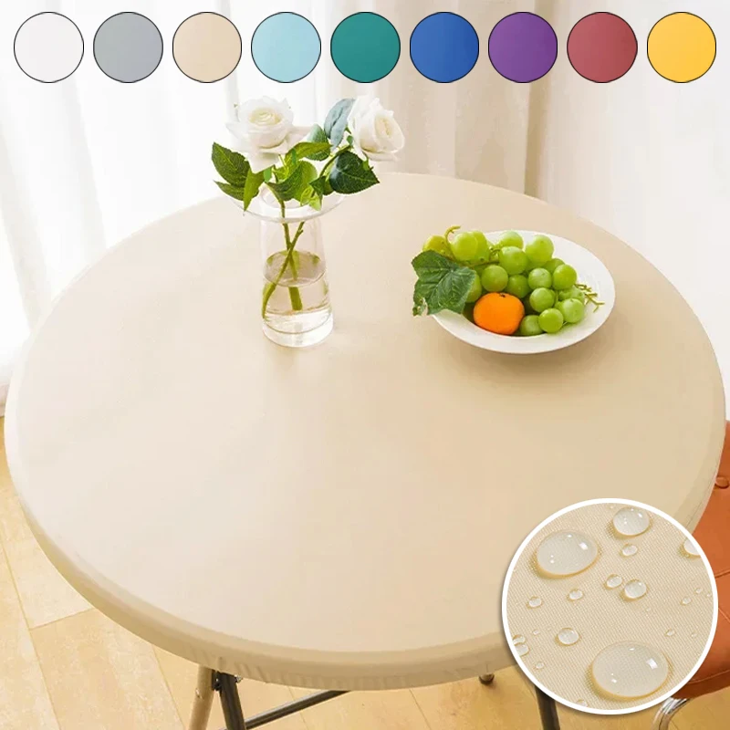 

High Elasticity Table Cover Waterproof Round Tablecloth with Elastic Edged for Room Garden Hotel Kitchen Wedding mantel de mesa