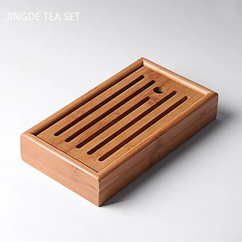 Large Capacity Water Storage Bamboo Tray Delicate Round Tea Board Chinese Tea Set Trays Decorative Traditional Tea Accessories