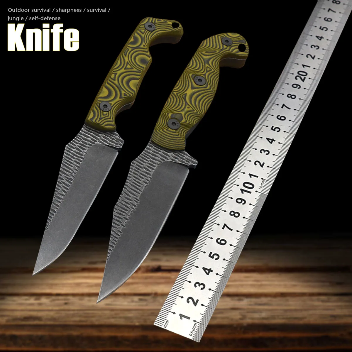 Outdoor knife camping knife portable sharp G10 Handle straight knife,  integrated keel knife,Survival Camping Tool， Jungle Knive