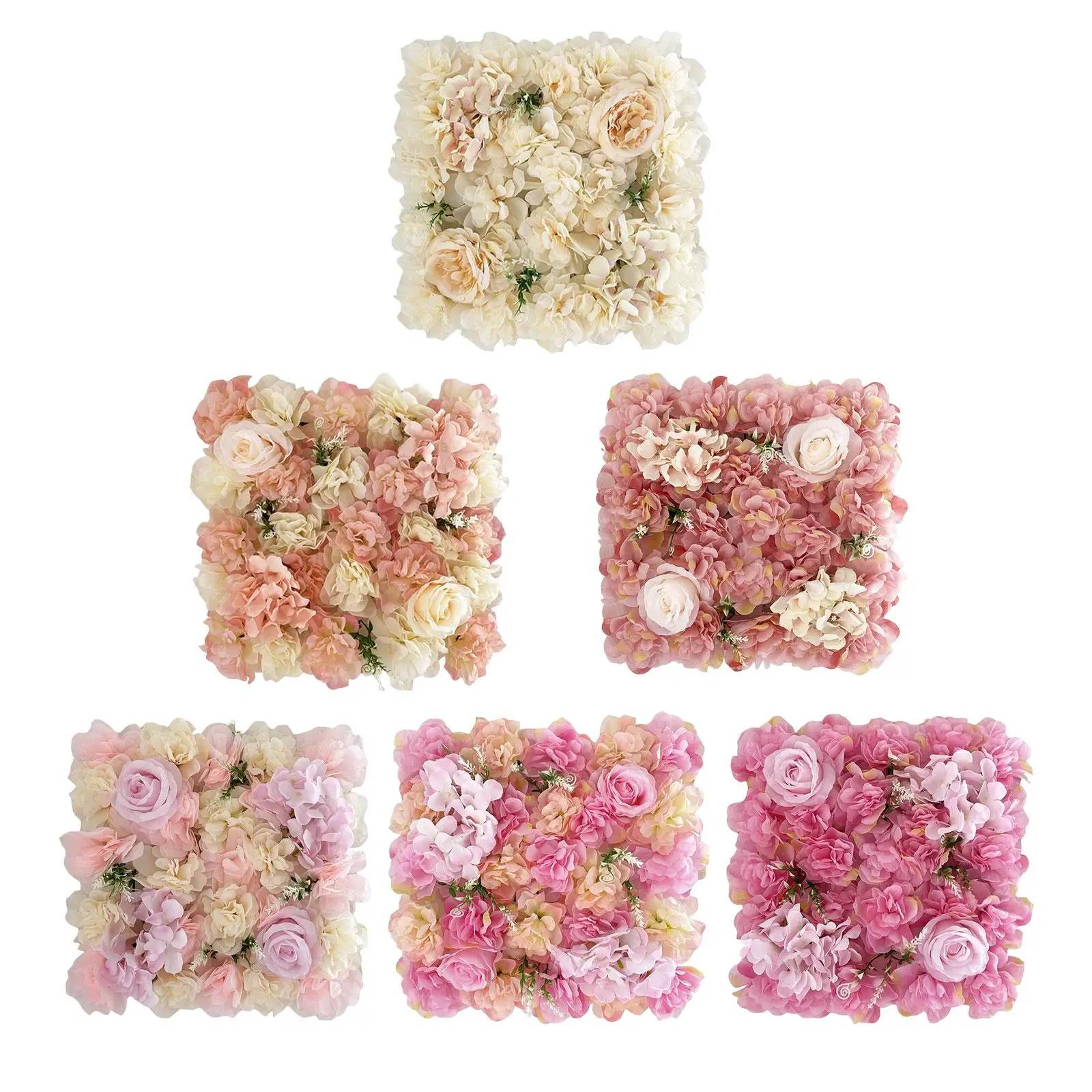 Artificial Flower Wall Panel Floral Decorative Silk Flower Panels Background Backdrop for Wedding Party Indoor Home Decoration