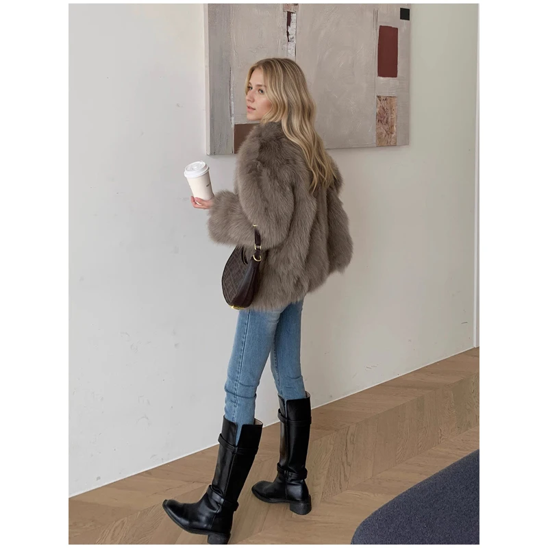 Luxury Faux Fur Maxi Coat Chic Open Front Stand‑collar Long Sleeve Oversized Outerwear Winter Women Fashion Autumn Warm 2026 New