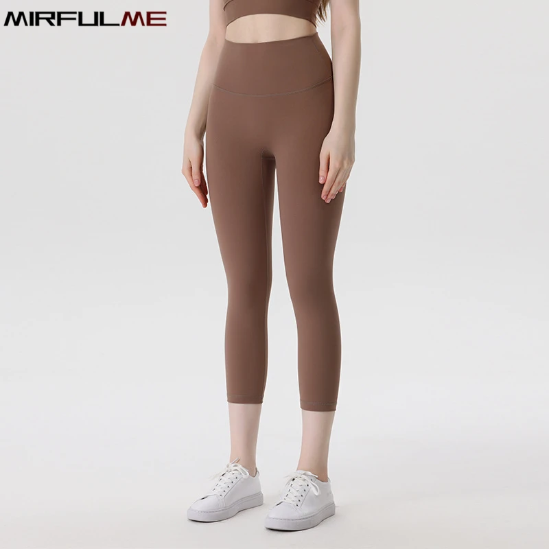 Women Yoga Cropped Pant Elastic Sport Leggings Quick Dry Workout Capris Hip Lifting Running Cropped Trousers Gym Fitness Tights