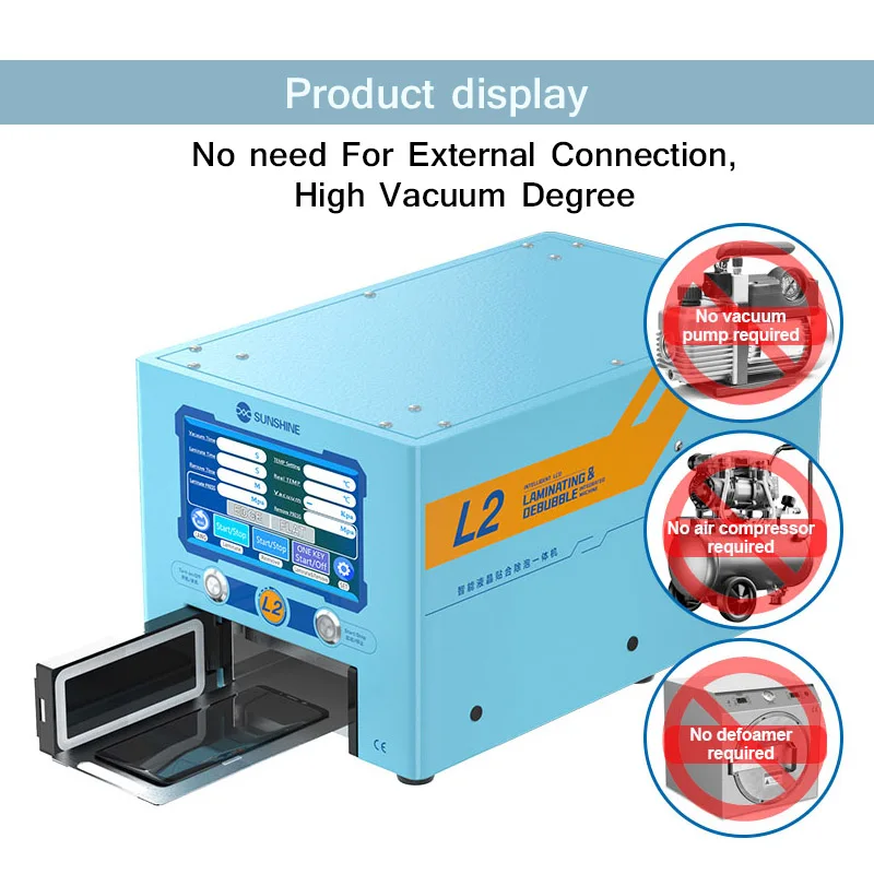 SUNSHINE L2 Smart LCD Laminating and Defoaming All-in-one Machine Built-in Vacuum Pump Below 7 Inches Curved Screen Cover Fit