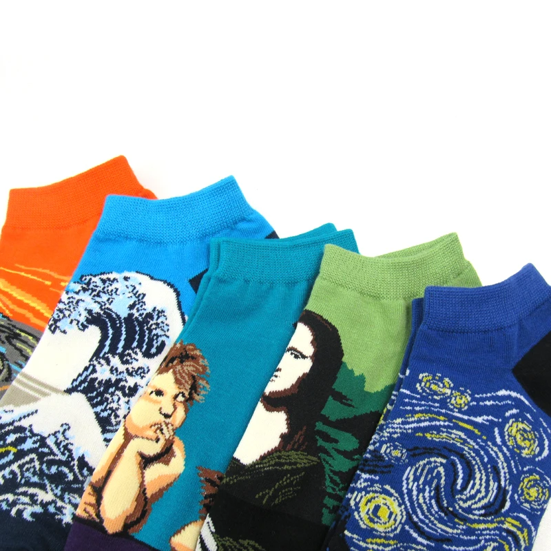 ファッショナブルなメンズショートチューブソックス,5足,オイルパターンソックス