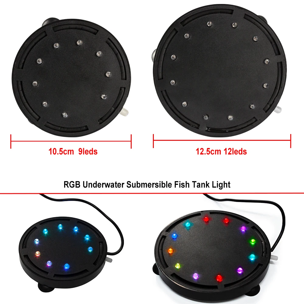 RGB Underwater Fish Tank Light Color Changing LED Aquarium Air Bubble Lamp IP68 Waterproof for Pond Aquarium Making Oxygen Decor