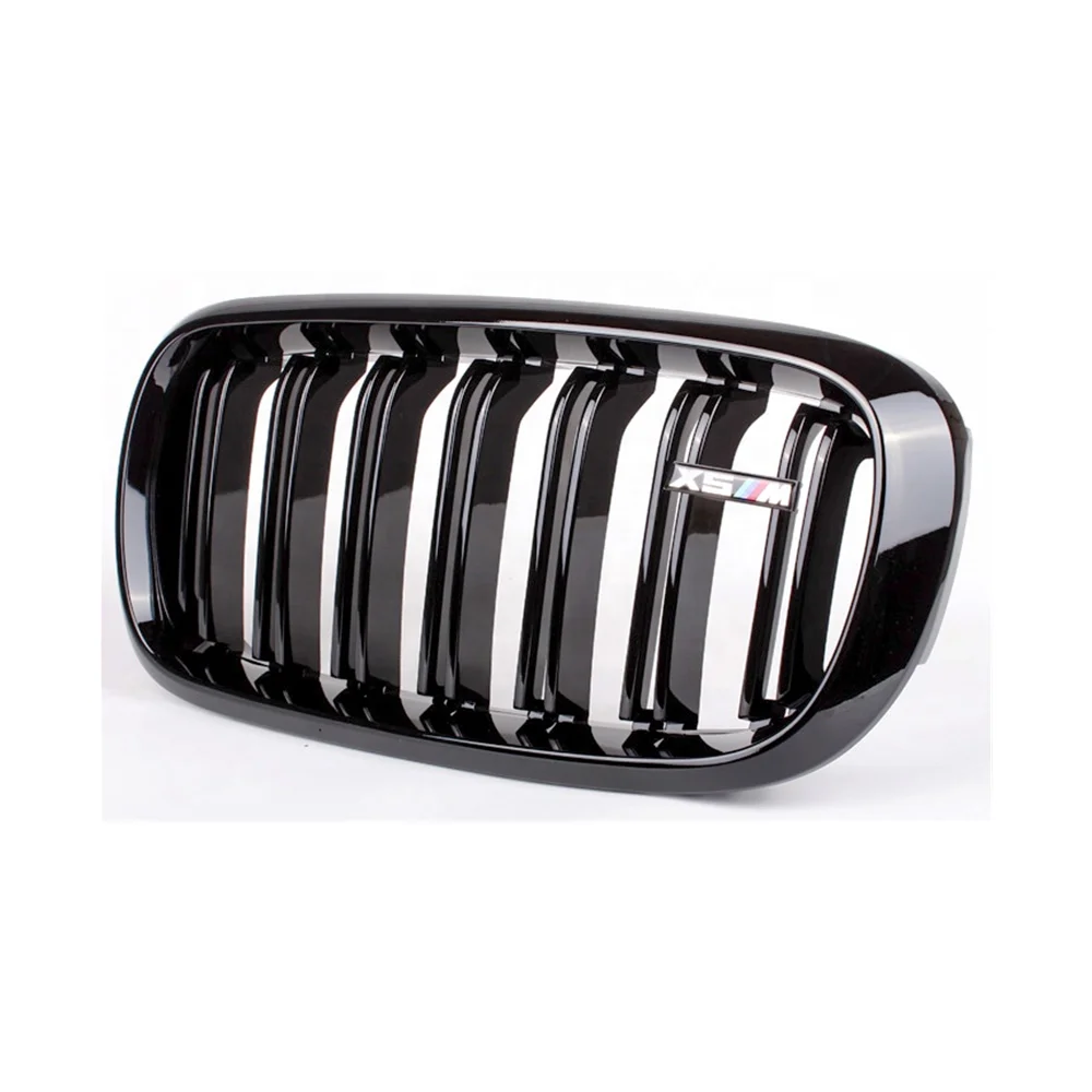 For  front grill high quality double slat line glossy black kindly center mesh grill for   X5 F15  F16 2014-IN