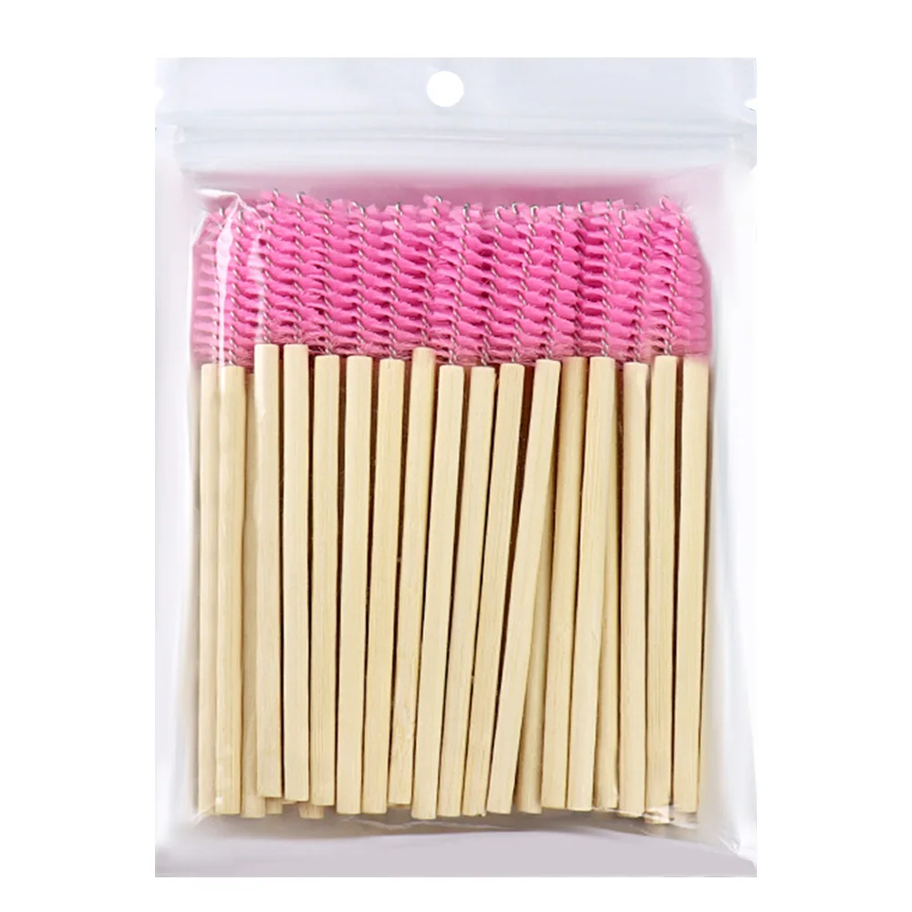 50Pcs Bamboo Handle Eyelash Brush Mascara Wands Applicators Eye Lashes Extension Brushes Eyebrow Spoolie Brushes Makeup Tool view 2