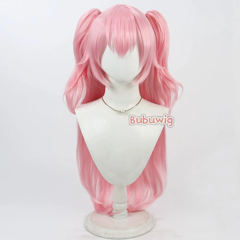 Bubuwig Synthetic Hair Progress Native Love Mary Cosplay Wigs Role Play 100cm Long Wavy Pink Ponytail Cos Wig Heat Resistant