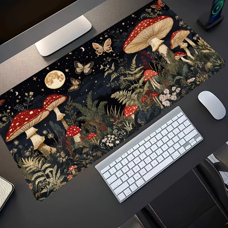 

The extra-large anti-slip mushroom-patterned mouse pad is suitable for office and gamer computer accessories