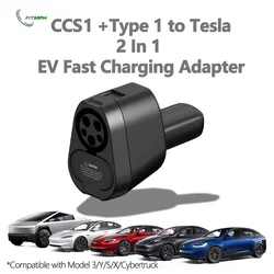 FITMPH US Tesla 2-in-1 CCS1 & J1772 to NACS DC Fast Charging Adapter, For Model 3/Y/S/X/Cybertruck, 250kW, Level1/2/3 Charging
