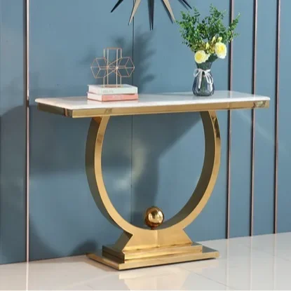 مدخل رخام مدخل حديث بسيط وخفيف فاخر من الفولاذ المقاوم للصدأ والتيتانيوم الذهبي