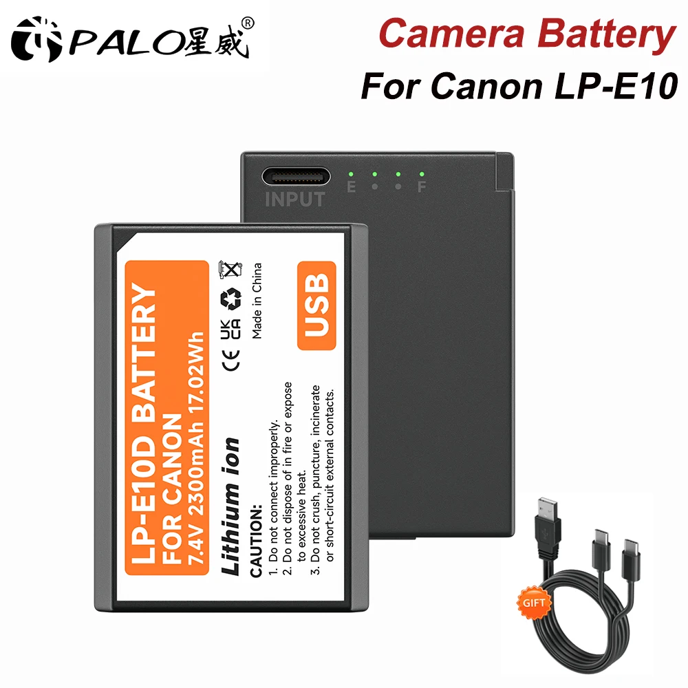 

LP-E10 LP E10 Digital Camera Battery with Type-C Input for Canon EOS 1100D 1200D 1300D 2000D 4000D Rebel T3 T5 T6 KISS X50 X70