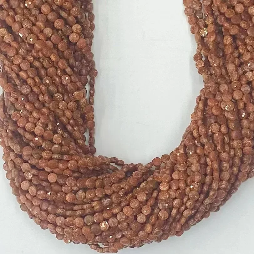 Natural Golden Sand Stone Factded 38cm Loose Beads for Jewerly Making Design Fashion Stone DIY Bracelet Woman Necklace Wholesale