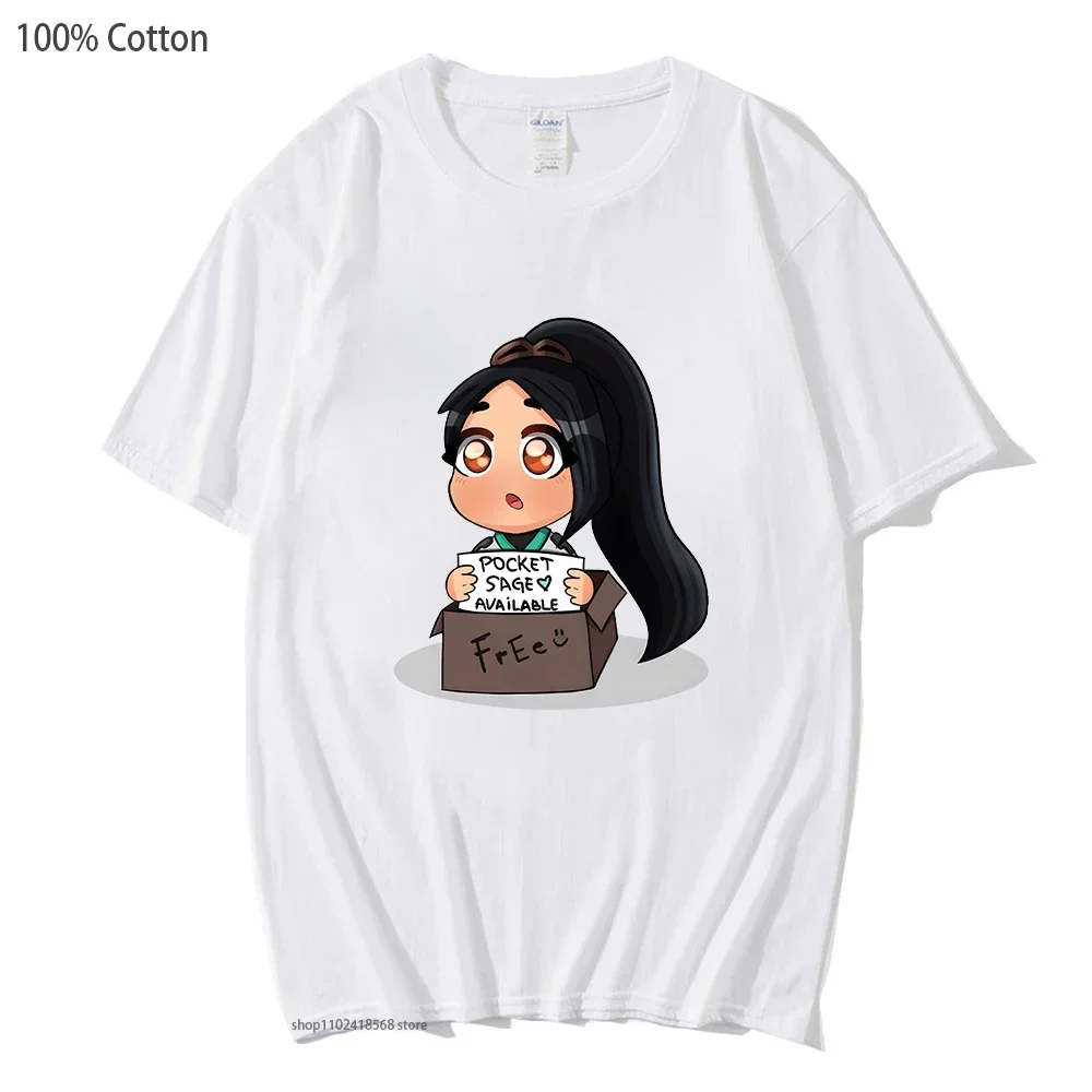 

VALORANT Game Sage TShirt 100% Cotton O-Neck Short Sleeve New Arrival Cute Cartoon Unisex Men Women Tops Loose EU Size Harajuku