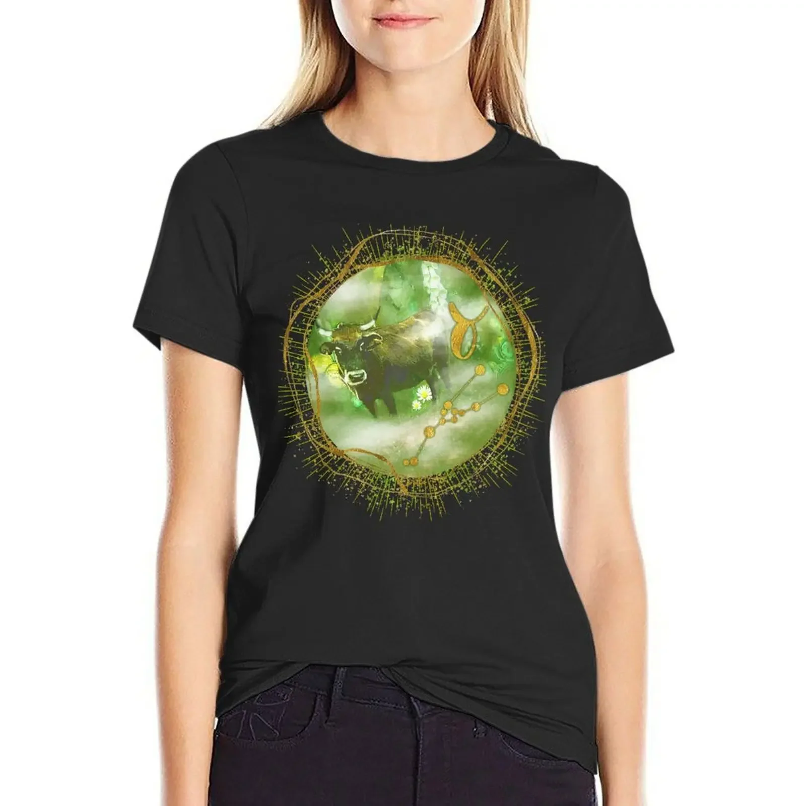 

Taurus Constellation T-Shirt shirts graphic tees summer top anime clothes summer tops t-shirt dress for Women long