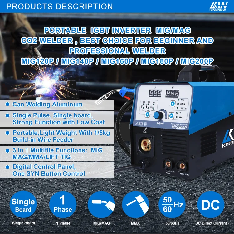 Single Pulse, Single board. Strong Function with Low Cost can Welding Aluminum 180 amps Mig Mag Welding Machine