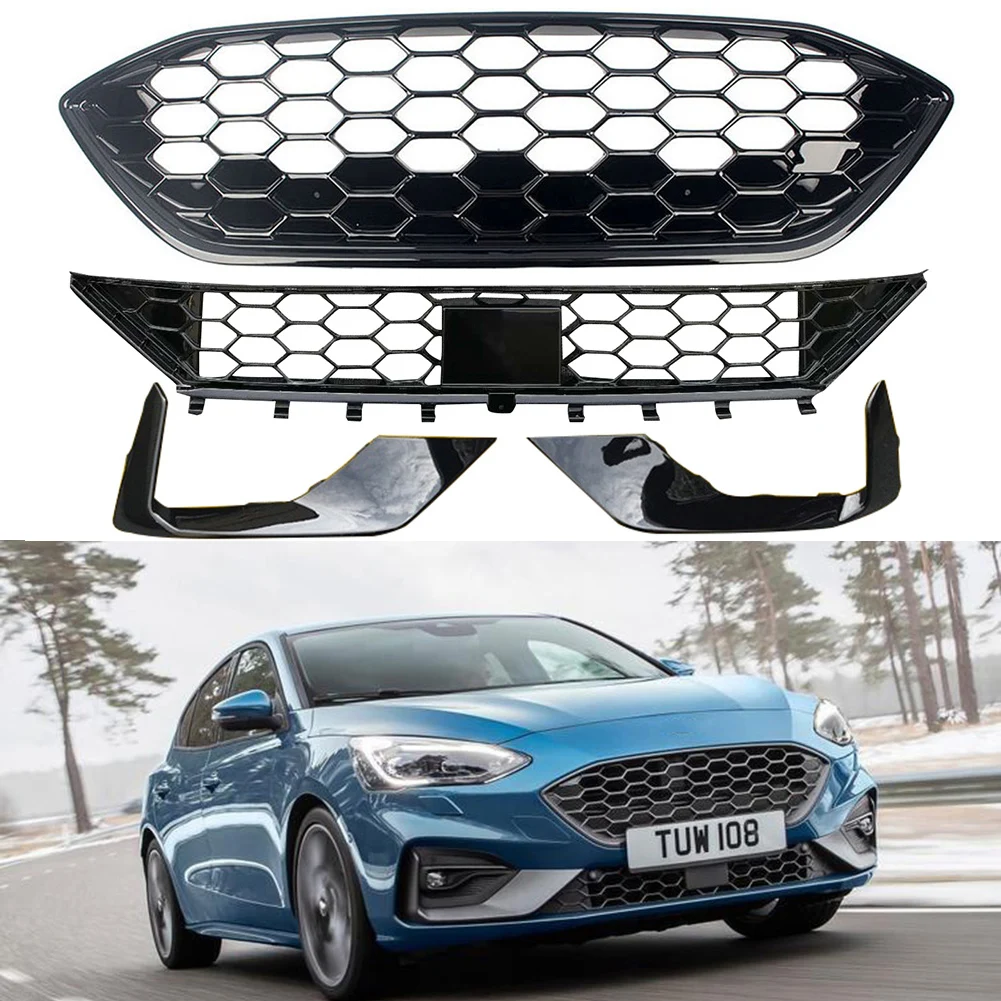 

Car Front Racing Billet Upper&Lower Bumper Grille Facelift Grill For Ford Focus ST ST-Line 2019 2020 MK4