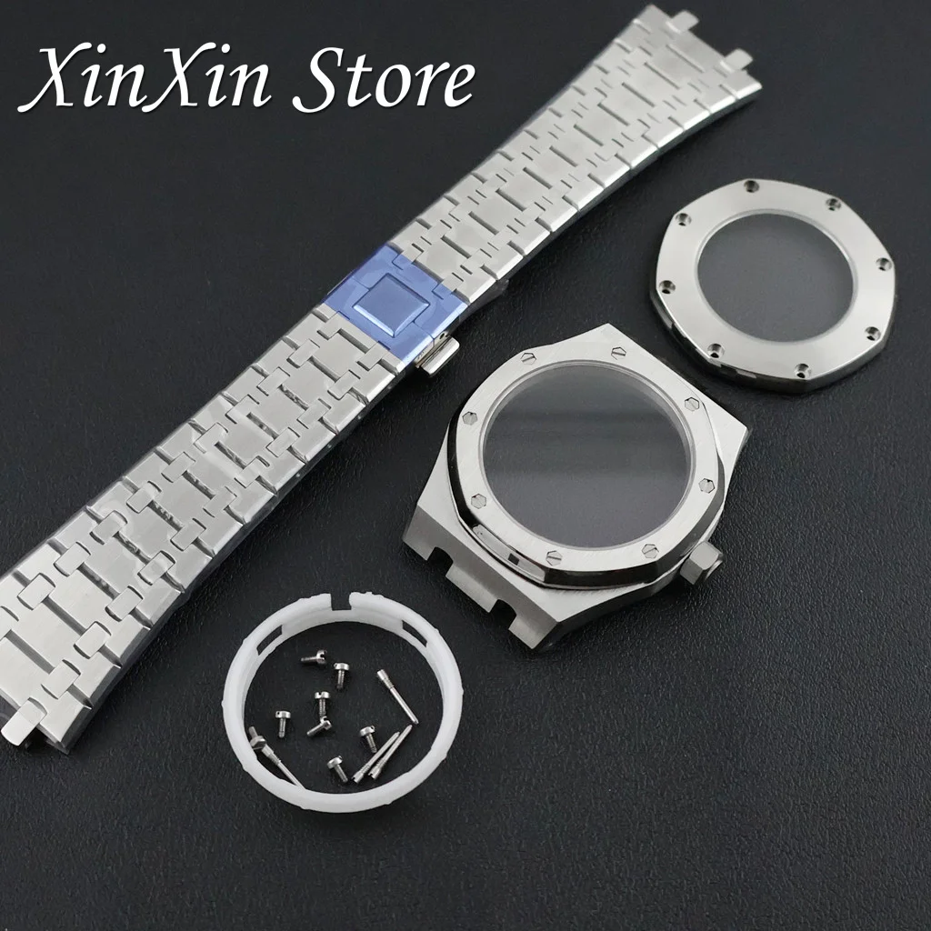 41mm AP Watch Parts For NH34 NH35 NH36 Movement Transparent Back Sapphire Crystal AP Watch Case Modified Accessories Replacement