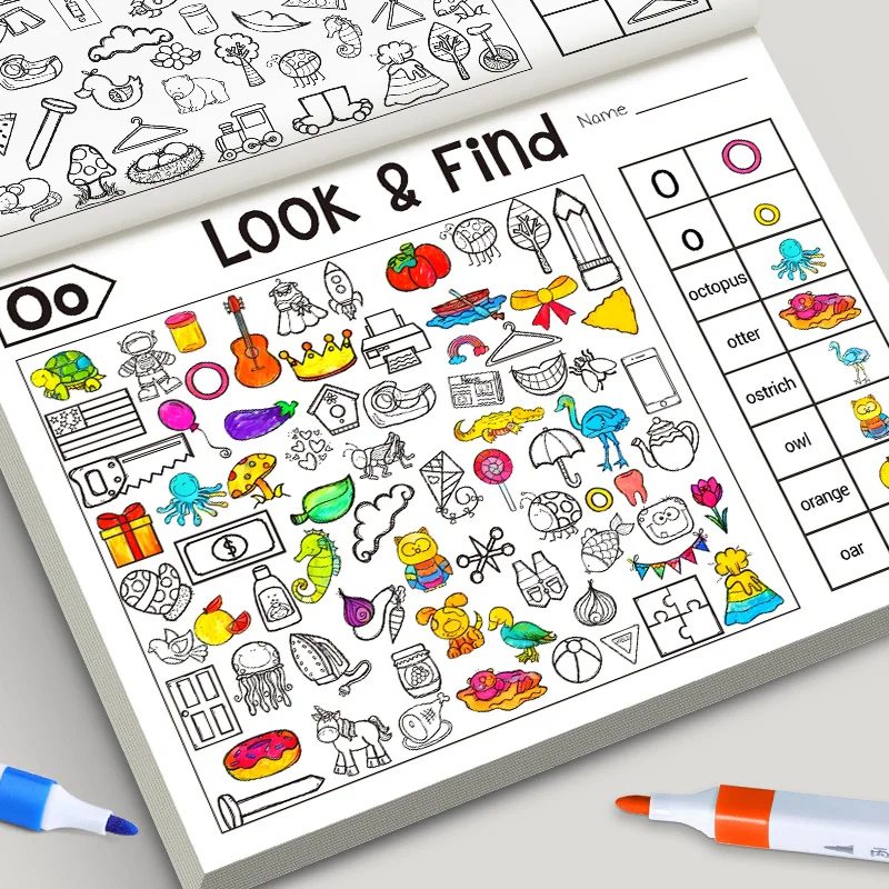 Children's Interactive Search Game Book - Enhancing Brain Memory Color Recognition School Travel Puzzle Card Fun Challenger Gift