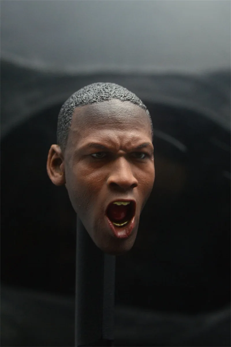 Hot Sale 1/6 Young Version Michael Basketball Shooting Guard Angry Mood Head Sculpture Carving Model For 12inch Action Body