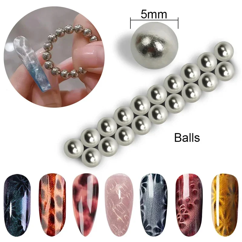 60pcs 5MM Round Magnet Balls Multifunctional Nails Sparkling Flower Carving Cat Magnet Disassemble Nail Art Round Magnet Beads