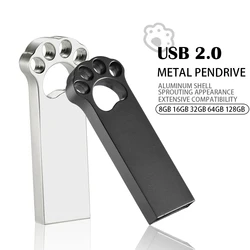 JASTER Metal USB Flash Drive 128GB Key Chain Memory Stick 64GB Bear Paw Pen Drive 32GB Creative Mini External Storage Gift 16GB