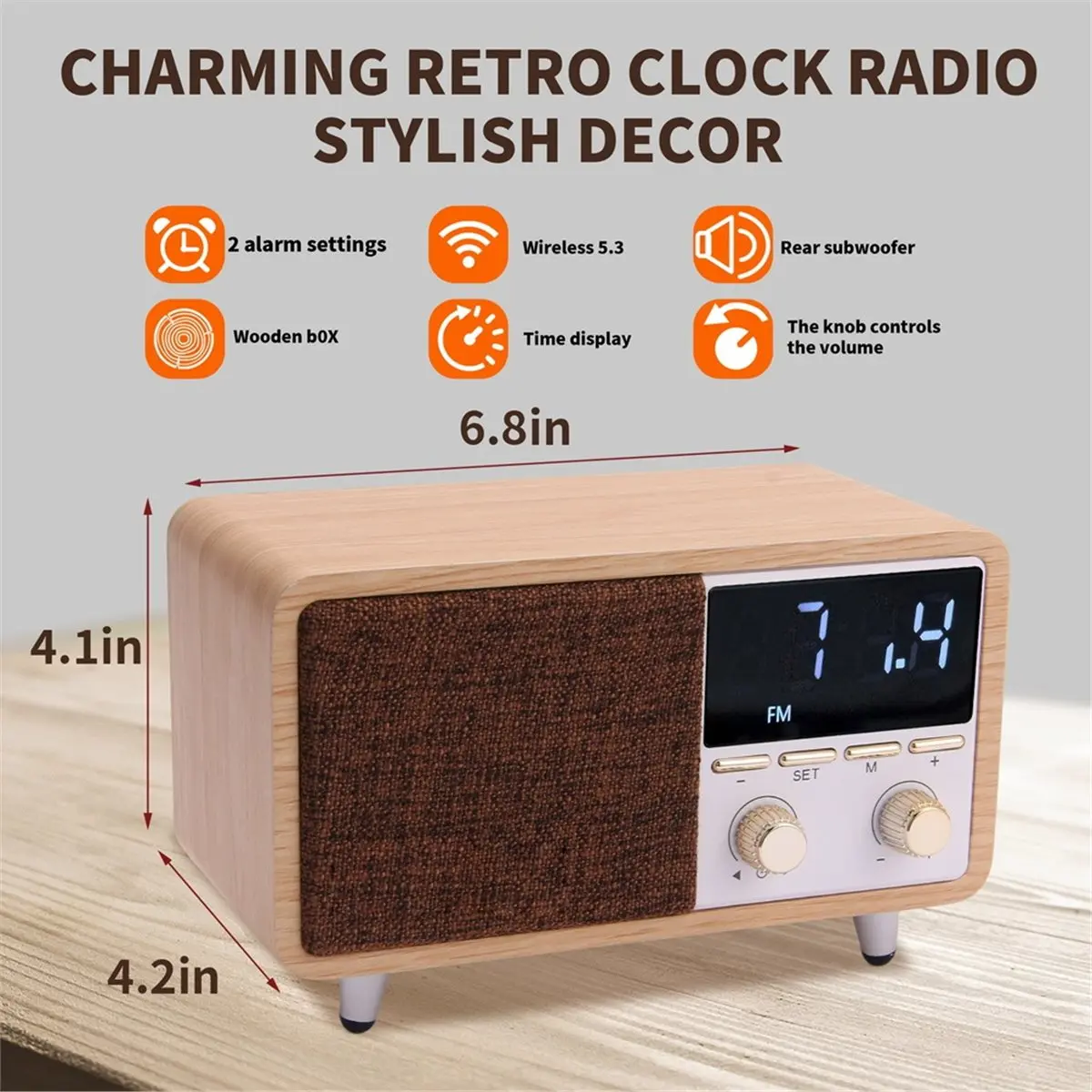 

*X07A Многофункциональный ретро Bluetooth-динамик FM-радио, сабвуфер, будильник, музыкальный плеер, поддержка TF-карты и воспроизведения AUX