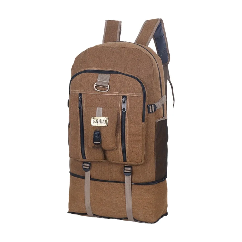 حقيبة ظهر كبيرة السعة للتسلق في الهواء الطلق سعة 00 لتر، حقيبة قماشية سميكة للرجال لمواقع البناء والسفر بأسلوب فني عتيق