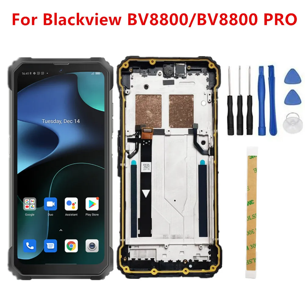 Original For Blackview BV8800 Pro Cell Phone 6.58'' LCD Display Assembly Digitizer With Frame+Touch Screen Panel+Receiver FPC