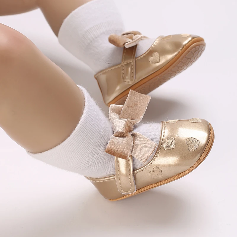 

Baby Girls Cute Moccasinss Heart Pattern Bowknot Soft Sole PU Leather Flats Shoes First Walkers Non-Slip Summer Princess Shoes