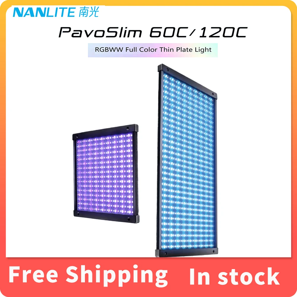 Nanlite PavoSlim 60C/60CL/120C/60B/120B 2700-7500K Lightweight Full Color Thin Plate Light For Live Streaming Studio Outdoors