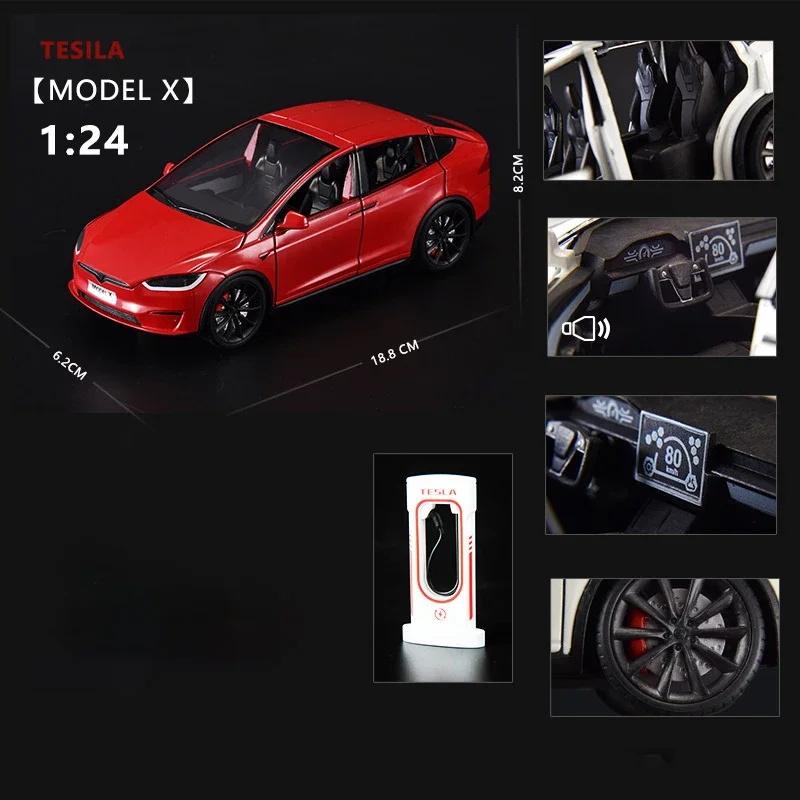 1:24 Tesla Model X Tesla Model 3 odlew stopu odlew zabawkowy modelu samochodu dźwięk i światło zabawki dla dzieci kolekcjonerskie prezent urodzinowy