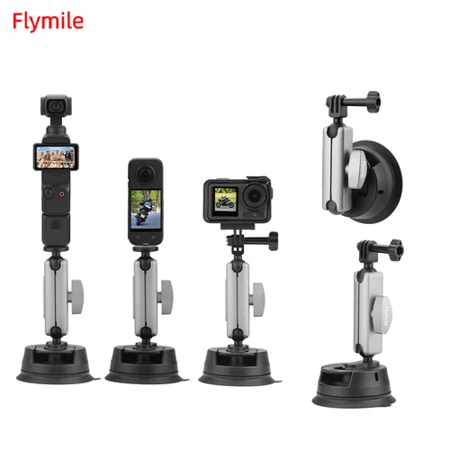 Soporte para cámara de coche con ventosa para Insta360 X5/GoPro13/Action 5 Pro/Pocket 3, soporte para parabrisas de vehículo, accesorios ajustables 360